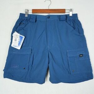 AFTCO Mens Blueshift Fishing Shorts Size 32 Navy Cargo 7" Inseam NWT